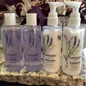Crabtree & Evelyn LAVENDER Bath Shower Gel (2) & Body Lotion (2) SET OF 4, 4.4oz - Picture 1 of 2
