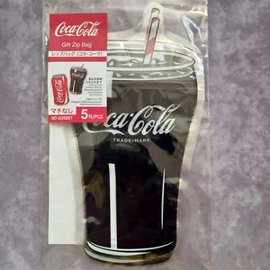 Coca cola Gift Zip bags Glass with Straw COCA-COLA 5 pcs DAISO - Picture 1 of 4
