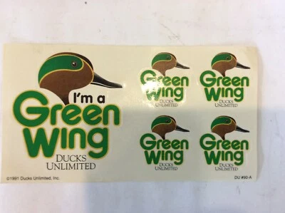 1991 "I'm A Green Wing" Vintage Ducks Unlimited Decal - 1 Sheet, 5 Stickers Hunt - Image 1 of 4