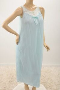 Vintage Sears Long Nightgown Small Light Blue Chiffon Overlay Nylon