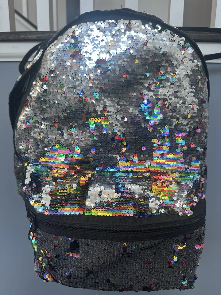 Victoria Secret ROSA Arco Iris Lentejuelas Bling Campus Mochila Viaje Equipaje de Mano Escuela Foto 1 de 4