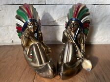 Antique Native American Canoe Metal Bookends, Ronson?