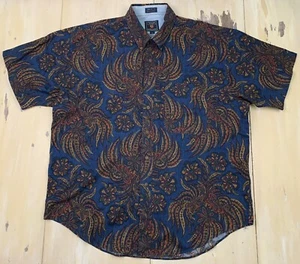 CHAPS RALPH LAUREN - Camisa de Patín Floral Cachemira Azul Con Botones De Colección Años 90, Para Hombre XL - Imagen 1 de 8
