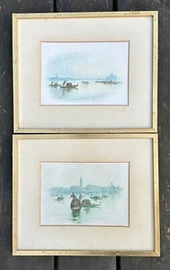 Italian School XIX-XX , Watercolour “A pair of Venetian scenes”- Dated & Signed - Picture 1 of 15