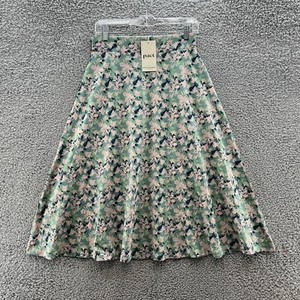 Pact Skirt Women Small Green Floral Print Pull On Flare Boho Casual Midi - Picture 1 of 9