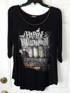 Vanilla Sugar Women's M Rhinestone Happy Halloween Top Pullover DW615 - Picture 1 of 4
