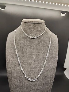 Cubic Zirconia Rhodium Over Sterling Silver Necklace And Bracelet Set 25.98ctw - Picture 1 of 11