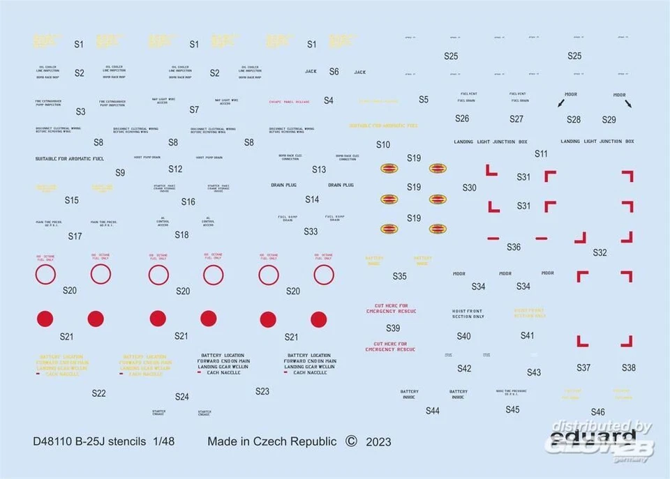 Eduard Accessories: B-25J stencils 1/48 HKM in 1:48 [7307110] - Immagine 1 di 1