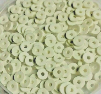 200 x White Polymer Clay Heishi Flat Round / Disc Beads - Size 8mm. - Image 1 of 2