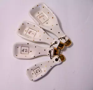 Sycamore Grove Design Co. Ceramic Gold Accents Baking Measuring Spoons NWOT - Picture 1 of 4