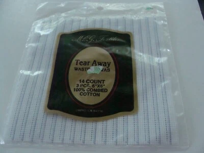 NEW SEALED MCJ Texti Cross Stitch Cotton Tear Away Fabric 6x6” Waste Canvas 14ct - Image 1 of 3