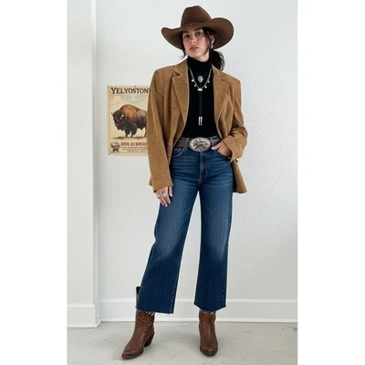 NWT Liz & Co Suede Jacket Blazer Womens M Button Caramel Tan Western Country Y2K - Image 1 of 4