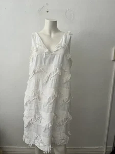 Anthropologie Maeve Boho Wedding Dress Size 6 Fringe Sleeveless White Cowgirl - Picture 1 of 7