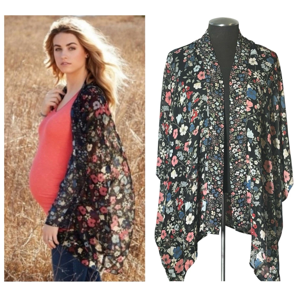 Jessica Simpson – Floral Sheer Open Front Kimono – Maternity – One Size - Image 1 of 4