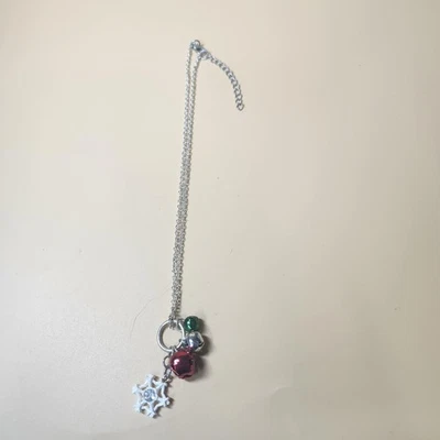 Праздничное ожерелье джингл колокольчики снежинка подвеска 18» цепочка рождественский подарок ювелирные изделия - Изображение 1 из 4