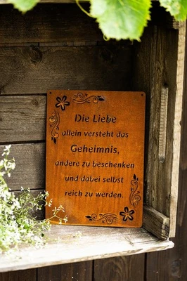 Schild Spruchtafel rostiges Gartenschild Edelrost Rost zum hängen Gartendeko - Bild 1 von 4