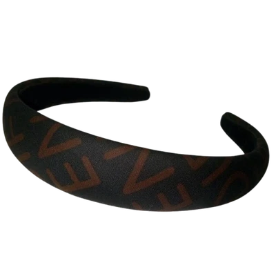 Fendi Headband Logo Print Black Brown Width 27mm Women Hair Accessories No Box - Image 1 of 4