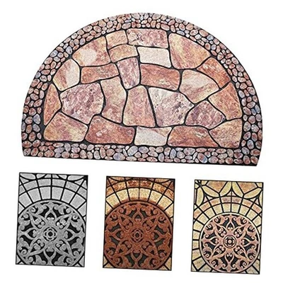  Alfombra de puerta medio círculo alfombra de entrada interior medio redondo felpudo de sasafrás para adoquines Foto 1 de 4