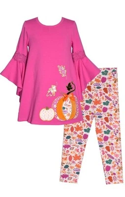 NEW Bonnie Jean Girls Size 6X "FUCHSIA PUMPKIN" Thanksgiving Top Pant Set NWT - Image 1 of 3
