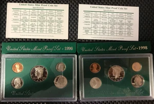 1998 &1996 U.S. Mint Proof sets w COA & Box, &1971,2-1972,1986, Mint Proof w/o - Picture 1 of 6
