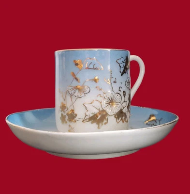  RUSSIAN KUZNETSOV ANTIQUE IMPERIAL FACTORY CUP AND SAUCER HANDPAINTED 19thC - Image 1 of 4