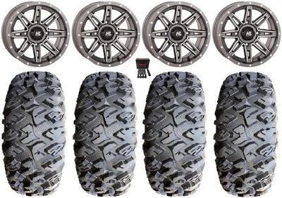 High Lifter HL22 14" Wheels Gunmetal 27" MotoClaw Tires Kawasaki Mule Pro FXT - Image 1 of 4