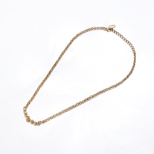 Collana Christian Dior CD logo catena strass oro WS13062