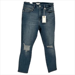 Good American Good Legs Ultimate Skinny Crop Jean in Blue 752 Size 8 - Picture 1 of 14