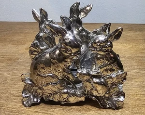 Vintage selten Arthur Court Aluminium Kaninchen Häschen Serviettenhalter - Bild 1 von 4