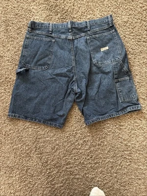 Pantalones Cortos De Colección Y2K Wrangler Denim Carpintero Lavado Oscuro Para Hombres Talla 40 Foto 1 de 4