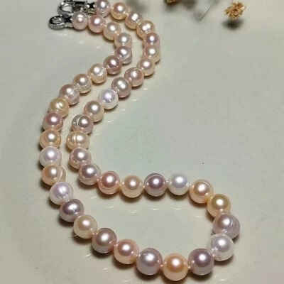 elegant 10-11mm south sea baroque multicolor pearl necklace 17inch 925s - Image 1 of 3