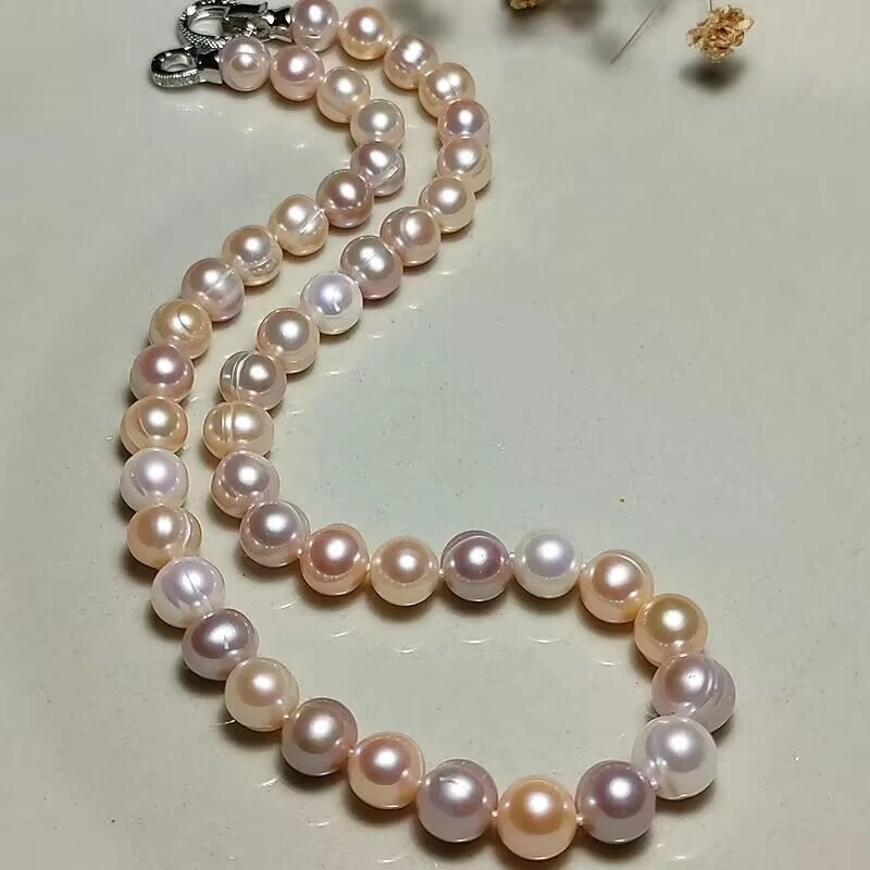 elegant 10-11mm south sea baroque multicolor pearl necklace 17inch 925s - Image 1 of 3