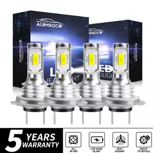 H7 H7 10000K LED Headlight Kit Combo Bulbs High Low Beam Super Bright White 4x - Foto 1 di 12