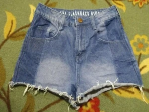 Pantaloncini jeans donna The Flashback High Rise 2 tagli boho ombreggiati bicolore blu - Foto 1 di 4