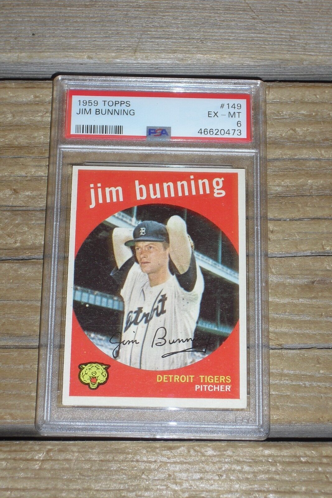 Vintage 1959 Topps #149- Jim Bunning Detroit Tigers PSA EX-MT 6 - 46620473