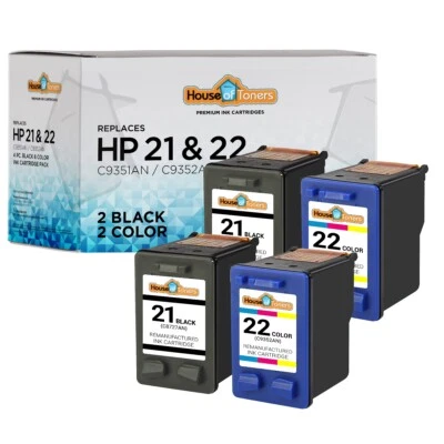 4PK Compatible con Inkjet HP 21 y HP 22 D1360 D1400 D1550 D2320 D2360 Foto 1 de 2