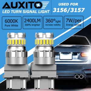 AUXITO 2X 3157 3156 Super White LED Reverse Tail Brake Signal Light Bulbs 6500K - Bild 1 von 11