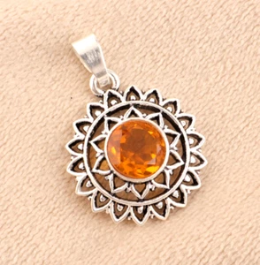 Pendentif bijou fait main en argent sterling 925 pierre précieuse citrine jau... - Picture 1 of 6