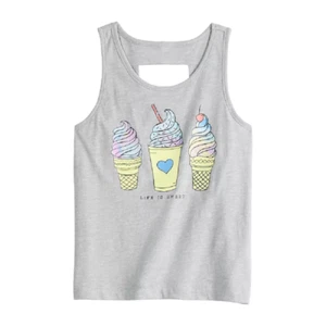 Girls Size XXS 4-5 SO® Ice Cream Life is Sweet Graphic Tank Top - Picture 1 of 5