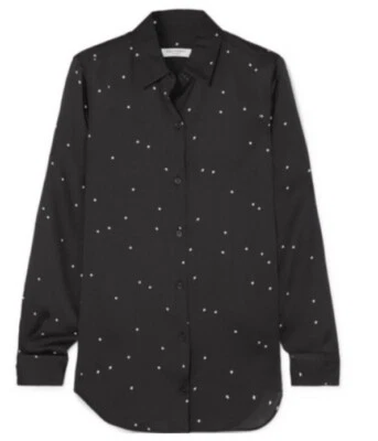 Blusa Top Equipment Femme Essential Estampada Estrella Negra Satén Abotonada Talla XL Foto 1 de 4