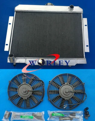 3 ROW 铝制收音机和风扇 适用于吉普 CJ5 CJ6 CJ7 1968 - 1985 69 70 71 72 73 74 — 第 1/4 张图片