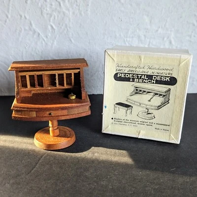 Vintage Dollhouse Miniature Antique Style Writing Pedestal Desk IOB. - Image 1 of 4