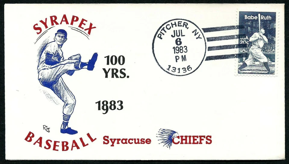 USA, SCOTT # 2046, UNOFFICIAL SYRAPEX D-1133 FDC COVER BABE RUTH SYRACUSE CHIEFS - Image 1 of 1