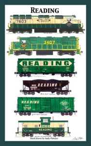 Reading Lines Freight Train 12"x18" matted poster Andy Fletcher signed - Picture 1 of 1