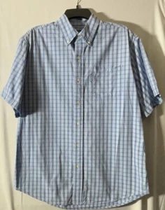 Camisa Polo Assn Para Hombres Azul A Cuadros Manga Corta Botón Talla Mediana - Imagen 1 de 6