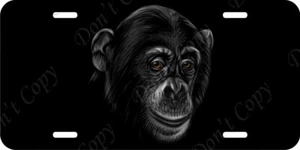 Chimpanzee Monkey Animal Black Background Aluminum Car Vanity Plate Tag (LP61) - Bild 1 von 1
