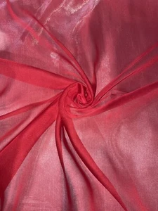 1 mtr red cationic bridal dress chiffon fabric..58”wide - Picture 1 of 2