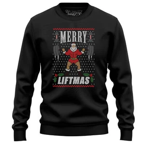 Santa's Merry Liftmas - ¡Divertida sudadera de Navidad para amantes del gimnasio! Diseño festivo - Imagen 1 de 47