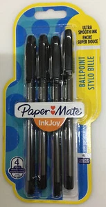 #Paper Mate InkJoy Schwarz Kugelschreiber 4er Pack Ultra Glatt 1,0 mm Feder Kostenloser Versand - Bild 1 von 2
