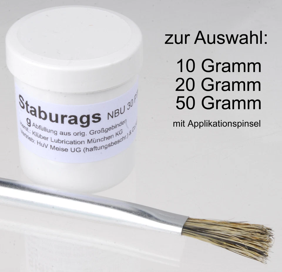 KLÜBER STABURAGS NBU 30 PTM, Juego con pinceles para aplicar sobre componentes 10g, 20g o. 50g